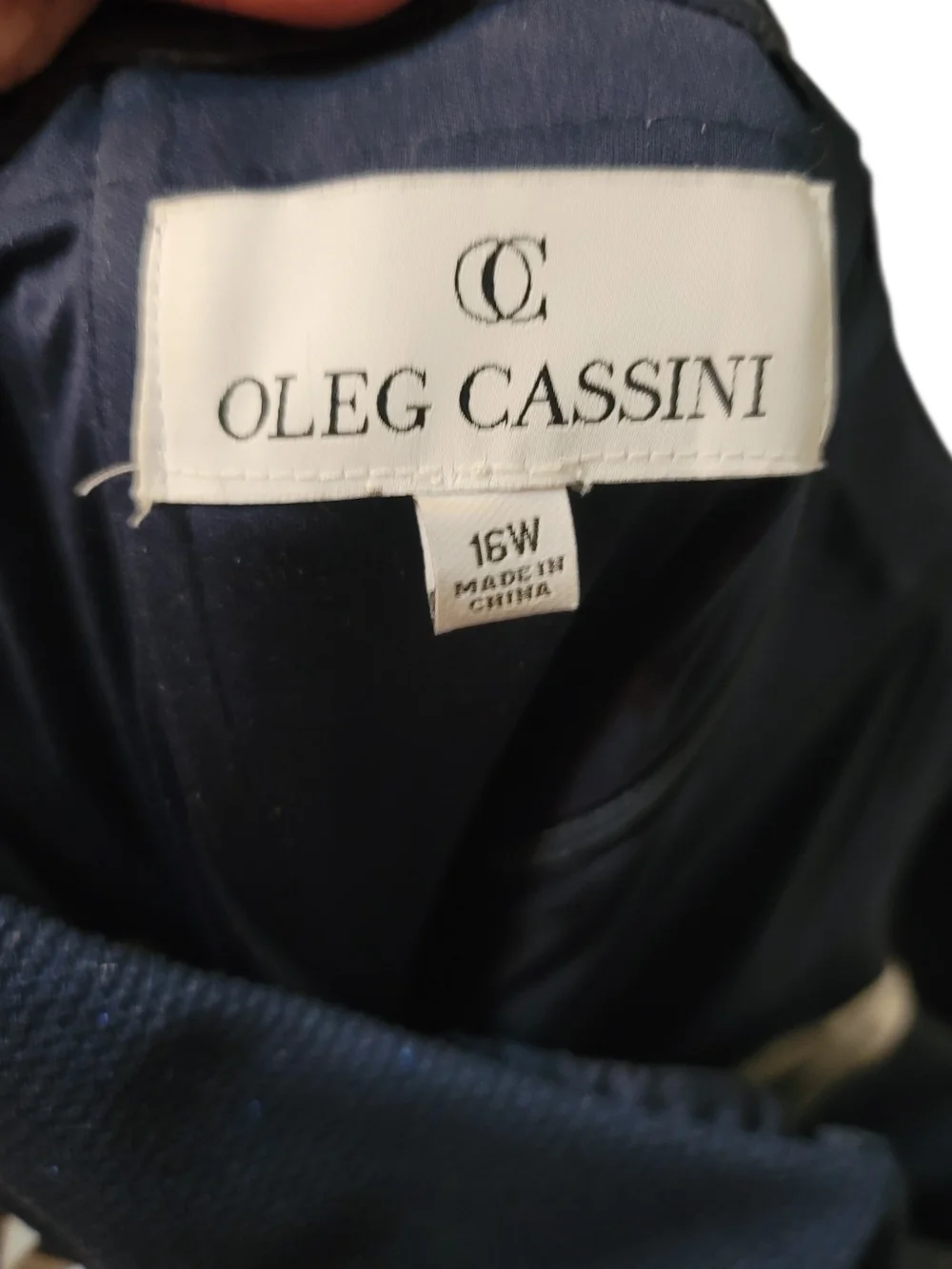 OLEG CASSINI - 16W Sparkle Navy Draped Evening Gown - Picture 6 of 8